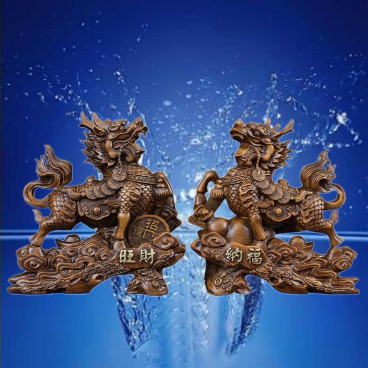 Amazon.com: noxozoqm 大号招财麒麟摆件Chinese Feng Shui Resin